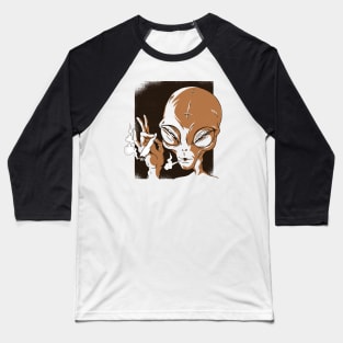 Smoking Alien Baseball T-Shirt